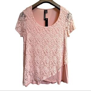 ELLUMINATION BY NIKKI H PARKER LIGHT PINK LACE CRISS CROSS‎ TUNIC SIZE XL